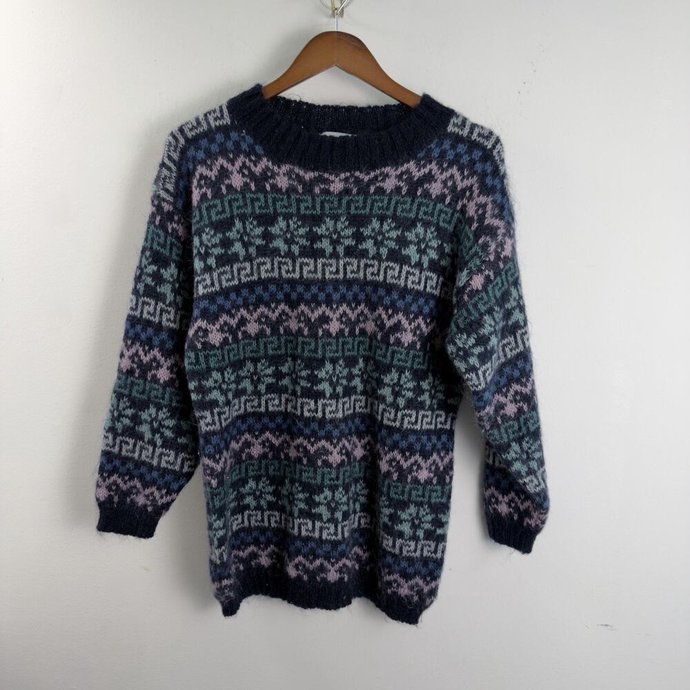 Vintage Christopher & Banks Mohair Blend Fair Isle Knit Sweater Size Medium